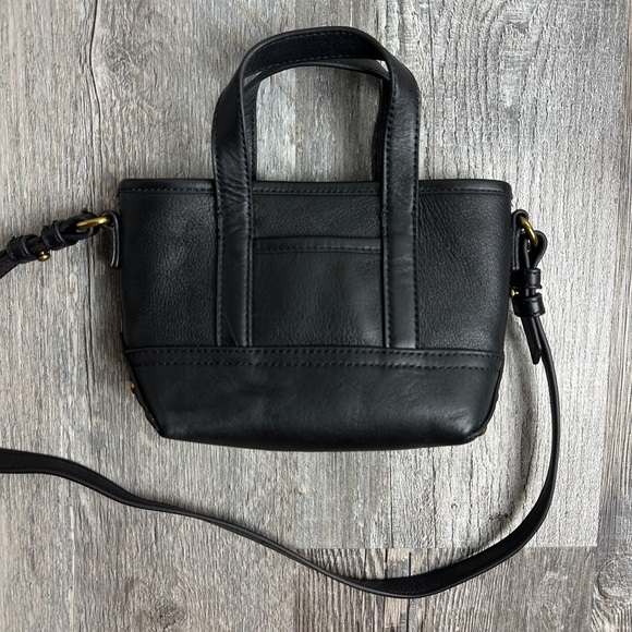 J. CREW MINI MONTAUK LEATHER MICRO CROSSBODY TOTE PURSE BAG BA140 BLACK NWT - Picture 1 of 11
